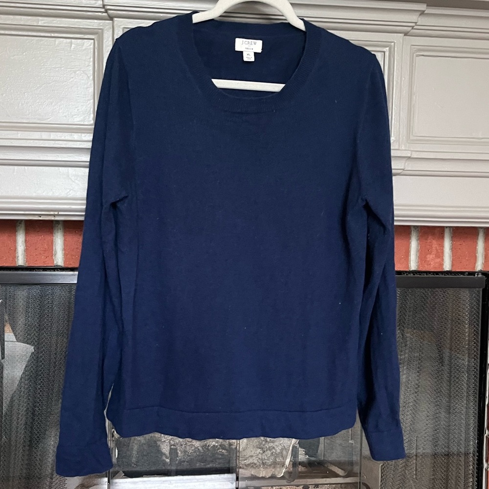 J. Crew Navy Crew Neck Teddie Sweater - XL